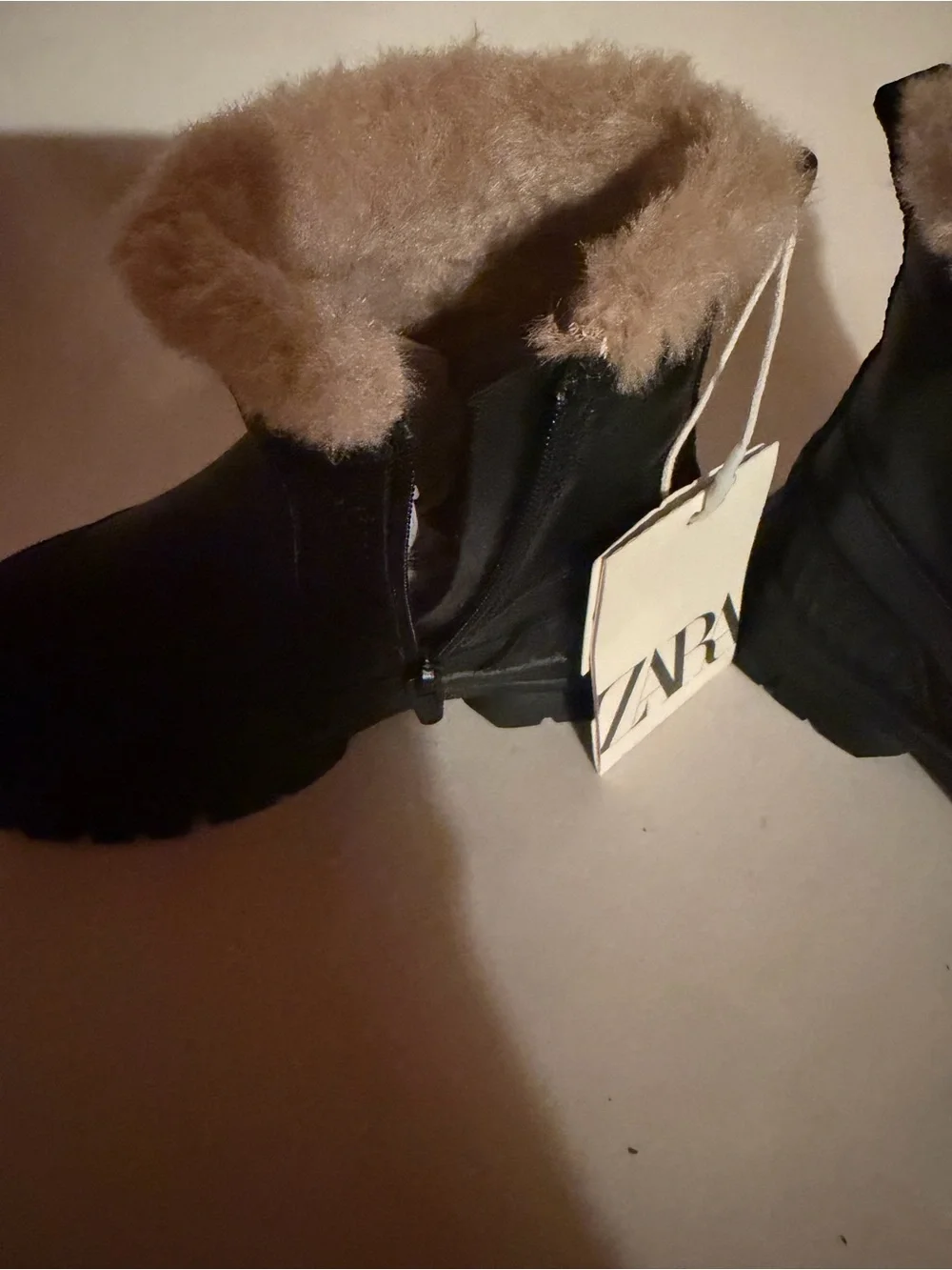 Zara Toddler Size 7.5 Black Winter Boots with Faux-Fur Trim